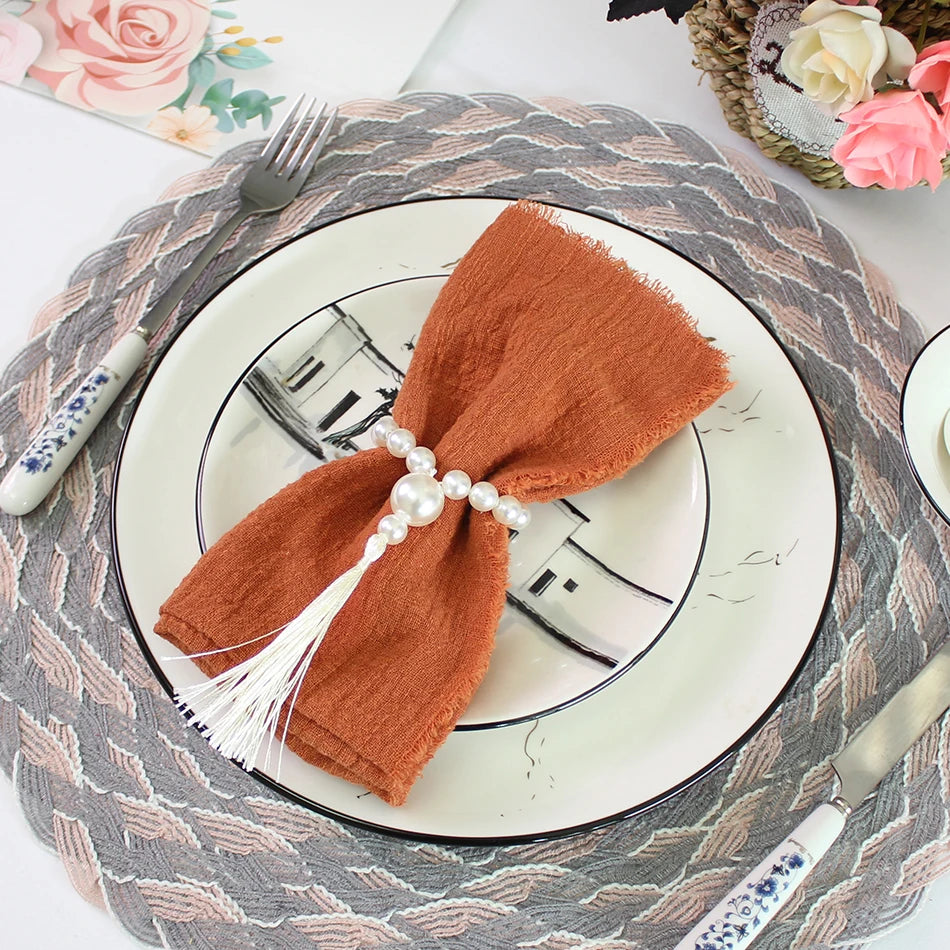 Gauze Crepe Cotton Table Cloth Napkins - Factory Direct Dinner Tea Towels, Kitchen Place Mat - Suitable for Wedding, Easter, Ramadan Events