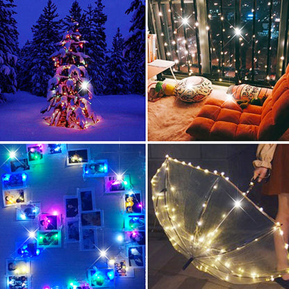 Copper Wire LED String Lights - Outdoor Holiday Lighting Fairy Garland for Christmas Tree Wedding Party Decoration