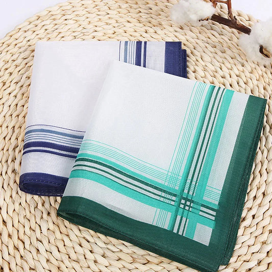 5PCS Fashion cotton printed men handkerchief Square male stripe Towel pocket scarf handkerchiefs