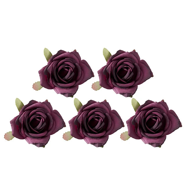 5pcs Pink Rose Silk Flowers for Wedding Home Cake Birthday Party Decoration