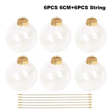 6Pcs Clear Plastic Christmas Decoration Ball Fillable Ornament