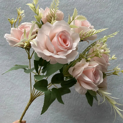 7 Head Artificial Peony Silk Roses White Big Bouquet Wedding Table Decor
