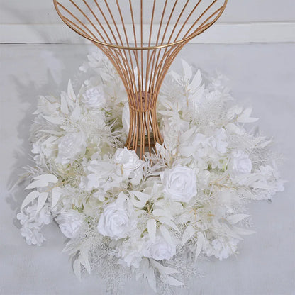 Wedding Table Centerpiece Ball with White Hydrangea and Rose Flowers Arrangement