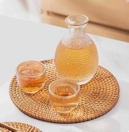 Hand Woven Rattan Cup Mat Coasters - Hot Insulation Placemats - Kitchen Decoration Accessories