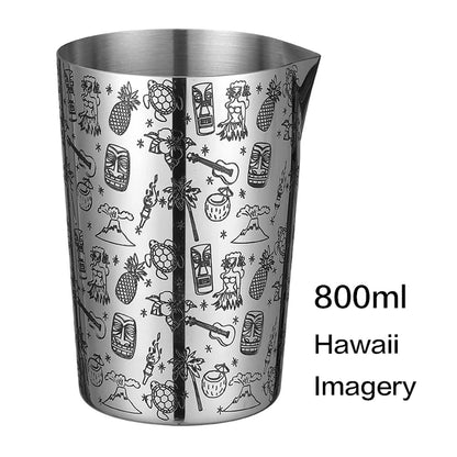 800ml Stainless Steel Metal Cocktail Mixing Glass with Etched Pattern