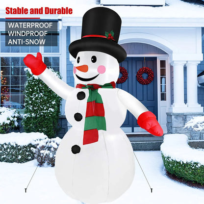 8FT Snowman Inflatable with Red Hand Christmas Decorations