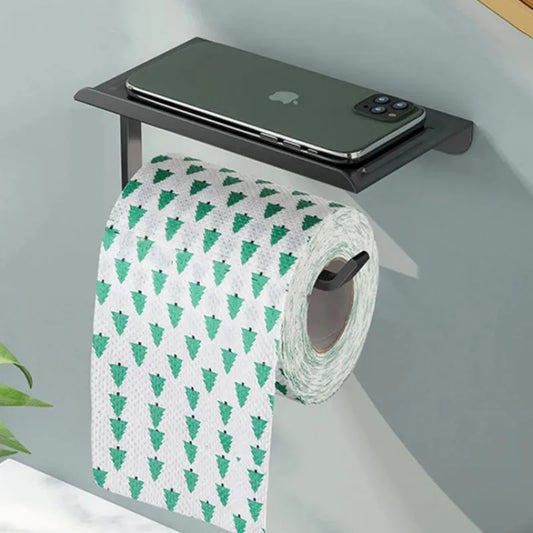 Aluminum Bathroom Accessories: Toilet Paper Holder Stand, Towel Rack Wall Shelf