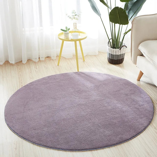 Luxury Quality Gray Plush Anti Slip Round Area Rug for Coffee Table Foot Mat or Floor Protection