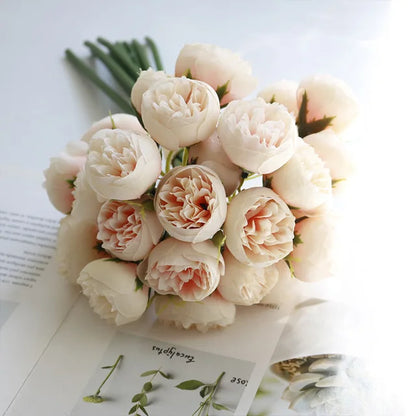 Artificial Peony Silk Flowers - Bridal Bouquet Wedding Christmas Decoration Flower Home Party Table Decoration Fake Flower