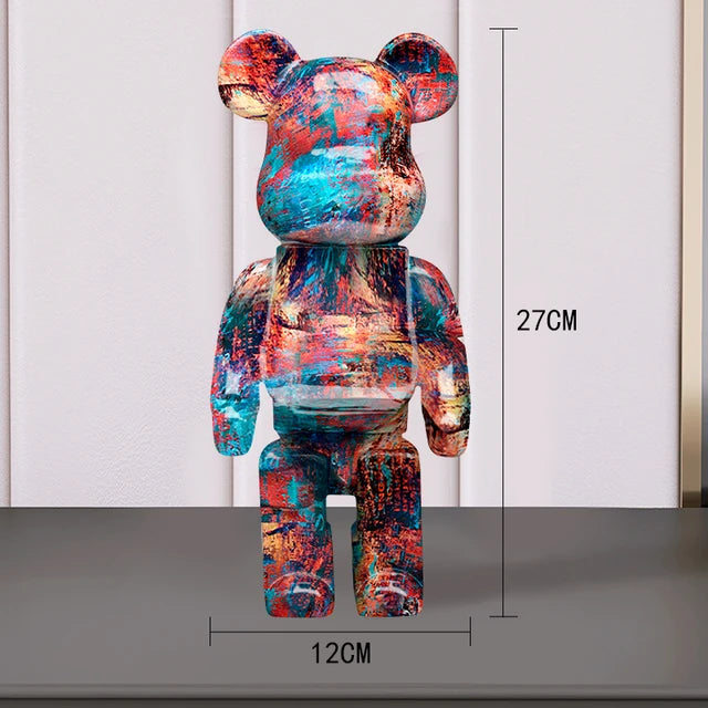 Colorful graffiti bear statues and sculptures for home decor
