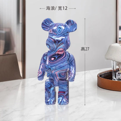 Colorful graffiti bear statues and sculptures for home decor