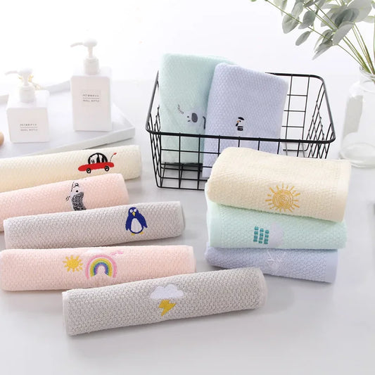 Children's Cotton Bath Towel Set - Soft, Thick, Highly Absorbent, Non-Shedding Washcloth for Kids