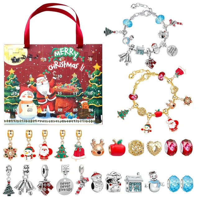 Christmas Advent Calendar Girls Gift - DIY Bracelet Countdown Calendar 2023 for Kids