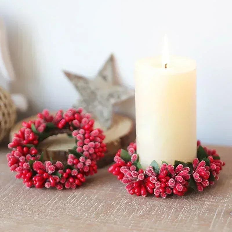 Christmas Candle Garland Wreath Candle Holder for Wedding Party Living Room Table