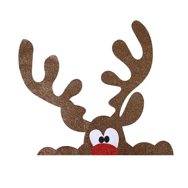 Christmas Door Window Stickers - Felt Cloth Snowman Santa Claus Elk Wall Sticker - Christmas Home Decoration - Happy New Year 2024