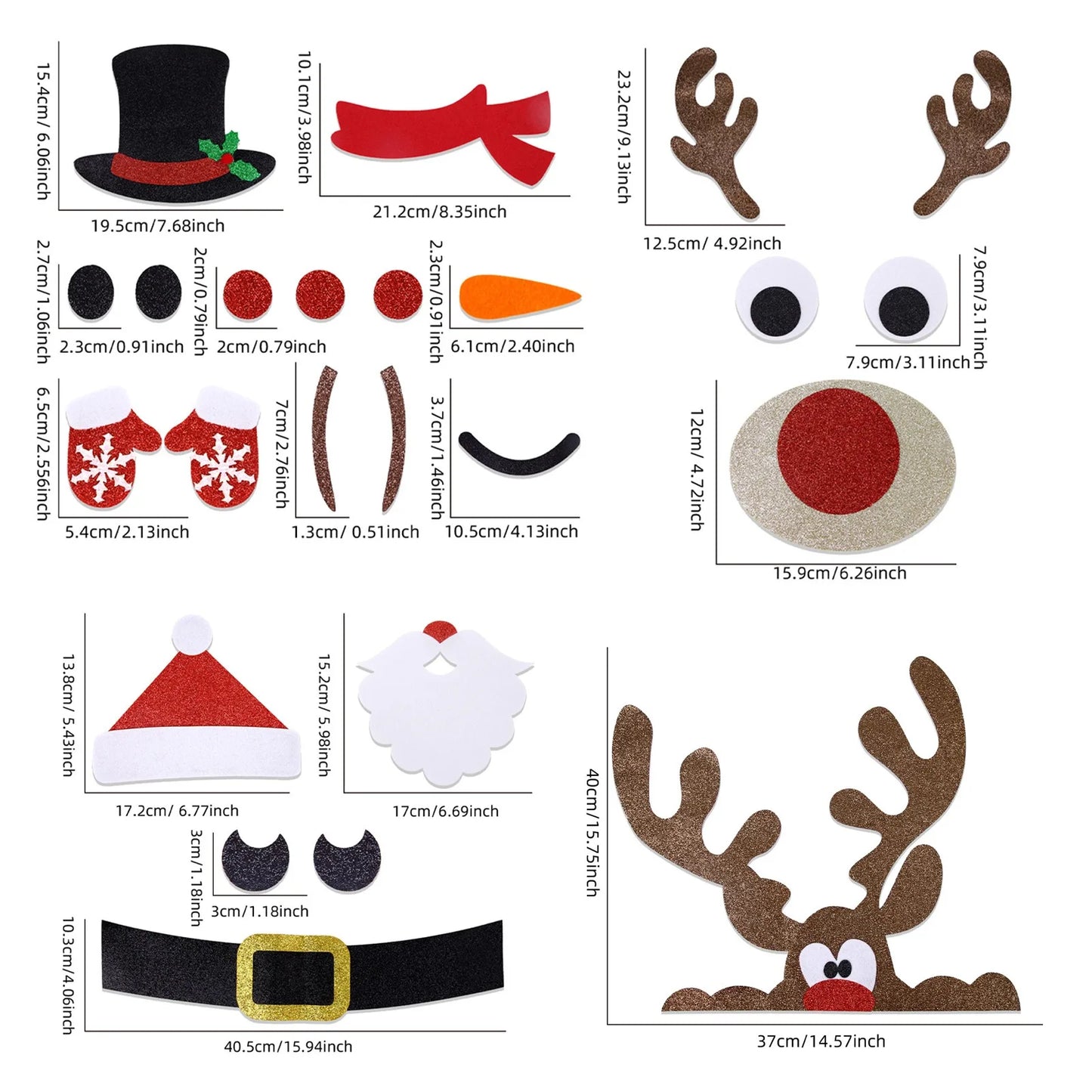Christmas Door Window Stickers - Felt Cloth Snowman Santa Claus Elk Wall Sticker - Christmas Home Decoration - Happy New Year 2024