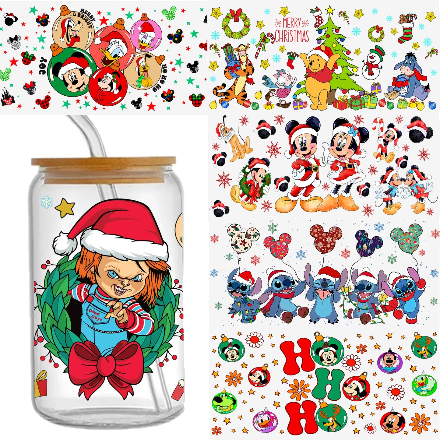Christmas Mickey Friend Stitch UV DTF Sticker
