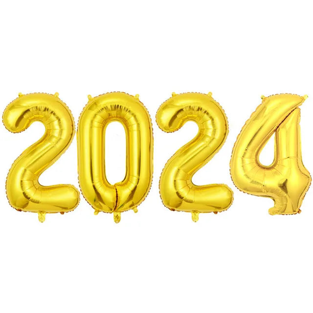 2024 Christmas New Year Number Foil Balloons - Creative Home Party Supplies, Wholesale Balloon Decorations