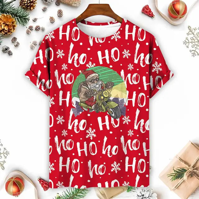 Funny 3D Santa Print Christmas T-Shirts - Free Shipping - Oversized Xmas Tee Shirt - Men's Clothing