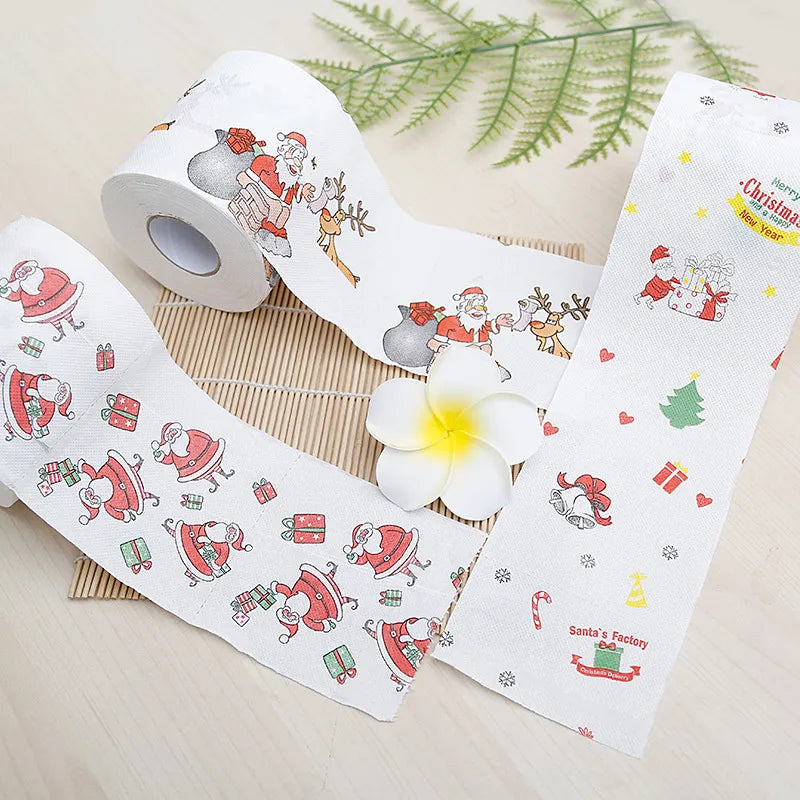 "Christmas Toilet Paper Festival Theme Printed Wood Pulp Toilet Paper"