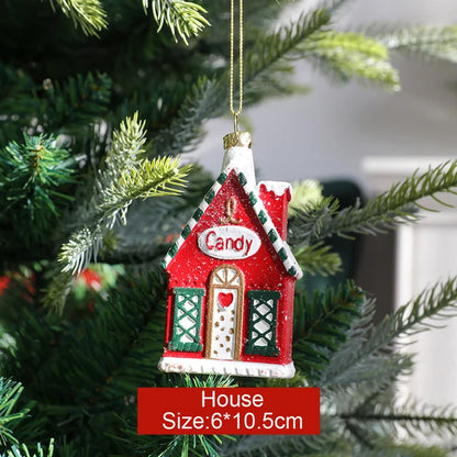 Plastic Miniature Christmas Tree Hanging Pendants - New Year Gift Toy for Home Party Decor