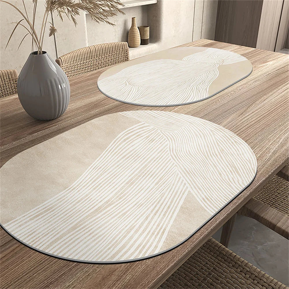 Waterproof Oval Dining Table Mat - Heat Insulation, Oil-proof Leather