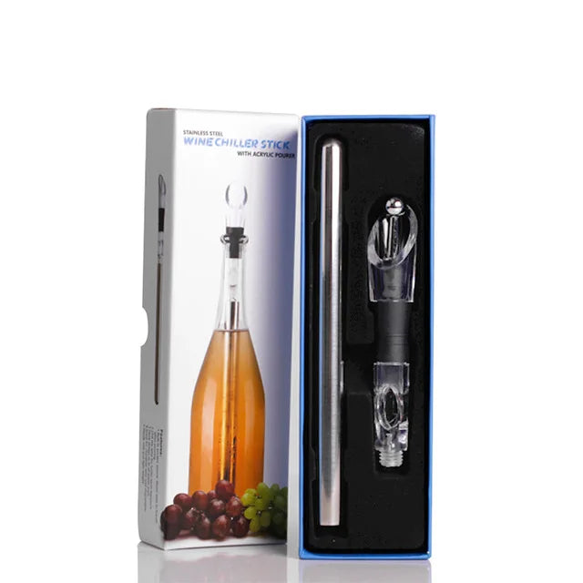 Stainless Steel Wine Chiller Stick with Pourer - Cooling Accessory for Wine, Beer, and Other Beverages