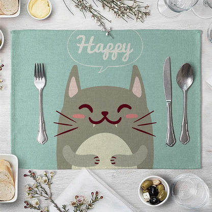 Cute Animal Pattern Table Placemat - Cotton Linen Kitchen Decor