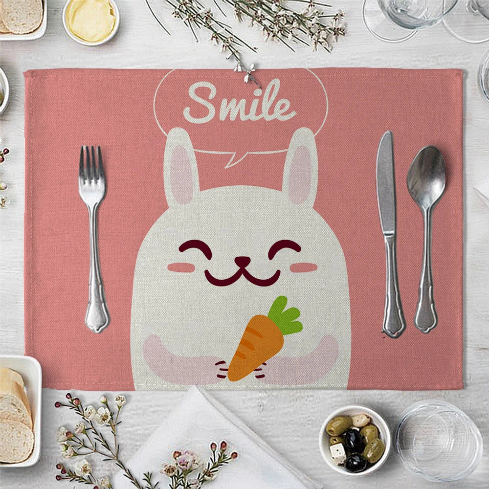 Cute Animal Pattern Table Placemat - Cotton Linen Kitchen Decor