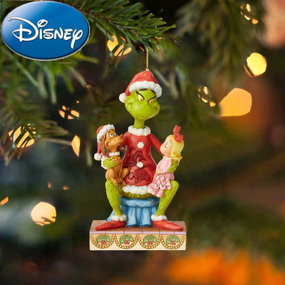 Disney Anime The Grinch Flat Christmas Decoration Cartoon Figures Christmas Pendant Car Ornaments+Baby Backpack Gift