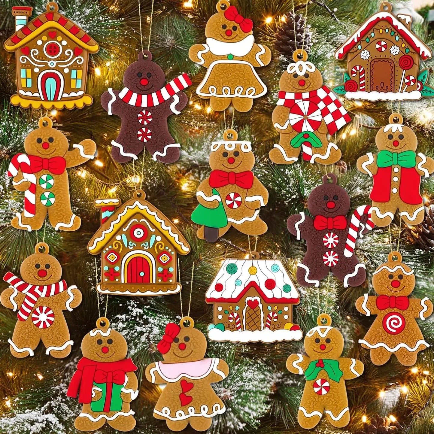 Gingerbread Man Ornaments - Xmas Tree Hanging Pendant, Merry Christmas Home Decoration - DIY Charms, Kids Gifts
