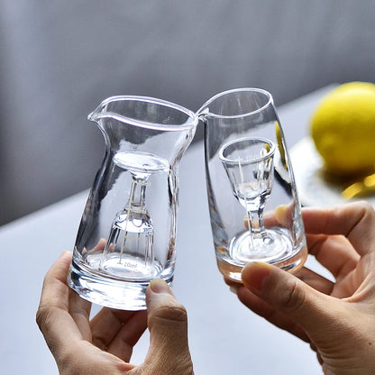 Glass Wine Cups with Scale - Modern Simplicity Household Glass Wine Divider Shot Glass Bar Sets Hotel Moutai Cup Thicken Wine Pots