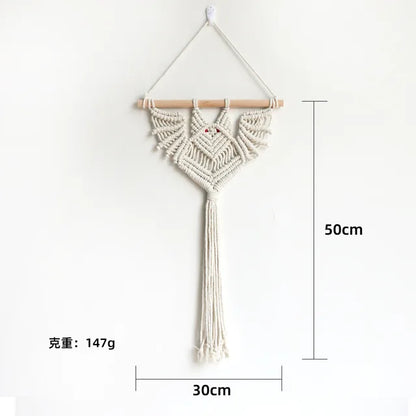 Hand-Woven Owl Macrame Tapestry Wall Hanging for Bohemian Decor