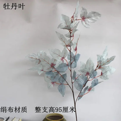 Artificial Eucalyptus Leaf Plants with Fake Rose Flowers for Wedding Floral Arrangements, Christmas Party Table Decor, Haze Blue