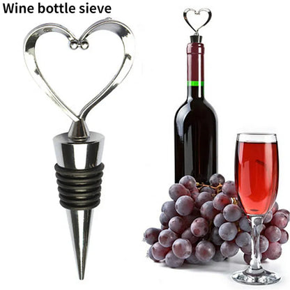 Heart Shaped Red Wine Champagne Wine Bottle Stopper: Valentine's Wedding Gift Set, Bar Accessories, Home Bar Tools