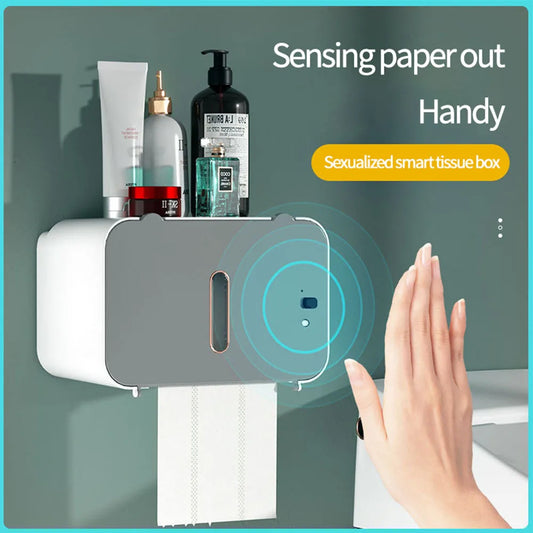 Automatic Wall-Mounted Toilet Paper Holder Shelf with Induction Sensor