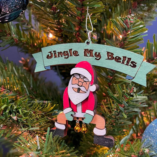 "Jingle My Bells Funny Santa Butt Bell Ornament - Fun Christmas Hanging Decoration 2023"