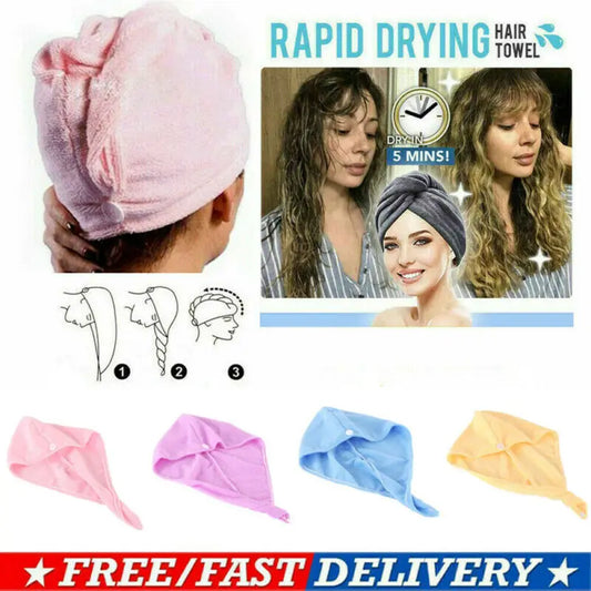 100 Large Quick Dry Magic Hair Turban Towel - Microfibre Hair Wrap Bath Towel Cap Hat.