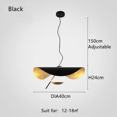 Curved Surface LED Pendant Lamp - Art Flying Saucer Hat Lighting for Restaurant, Kitchen, Dining Table, Bar