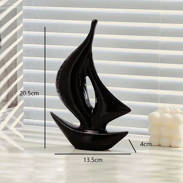 Luxury Sailboat Sculpture Ornament: Modern Desk Décor & Craft Gift