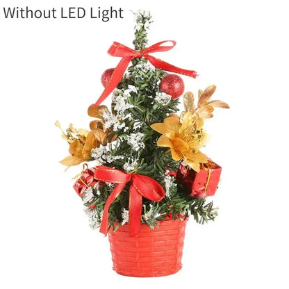 Mini LED Light Christmas Tree Ornament with Red Berries and Pine Cone Decoration for Home Noel - 2023