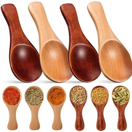 Mini Wooden Spoons for Kitchen Spice Condiment Sugar Coffee Teaspoon Tableware