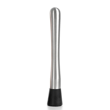 Stainless Steel Cocktail Muddler with Grooved Nylon Head - 8-Inch