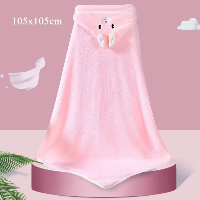 "105x105cm Cotton Swaddle Wrap Set - Soft Newborn Baby Towel Blanket, Warm Bathrobe, Anti-kick Sleeping Bag with Hat"