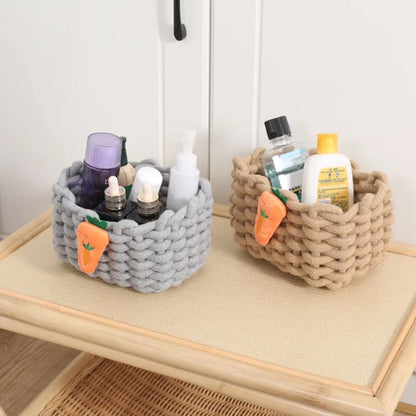 Nordic Cotton Rope Woven Storage Basket for Desktop Sundries & Makeup Organization