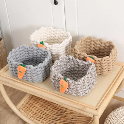 Nordic Cotton Rope Woven Storage Basket for Desktop Sundries & Makeup Organization