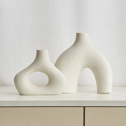 Nordic Vase Ceramic Donuts Flower Pot Interior Decor