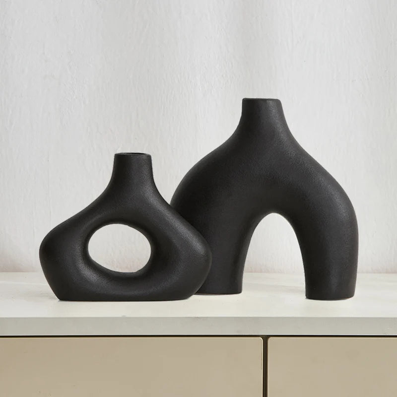 Nordic Vase Ceramic Donuts Flower Pot Interior Decor