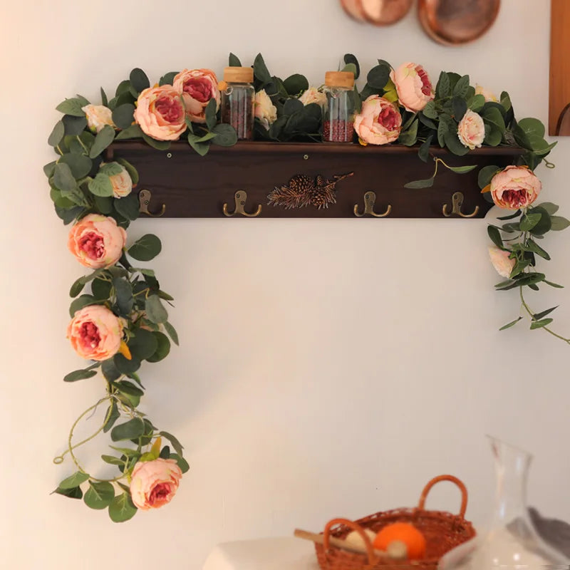 Party Joy Fake Peony Rose Vines Artificial Flowers Garland Vintage Eucalyptus for Wedding Arch Door Party Decor