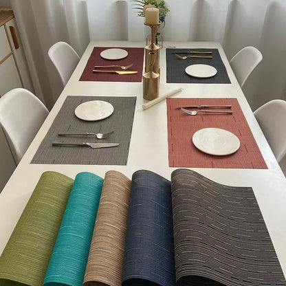 PVC Table Placemat - Solid Color, Heat Insulation, Modern, Washable, for Dinner Table